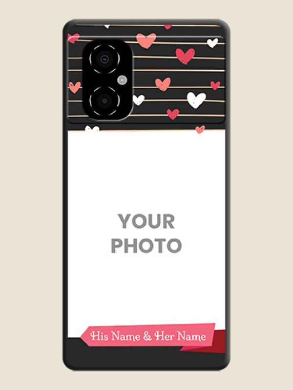 Custom Love Pattern with Name on Pink Ribbon  on Photo on Space Black Soft Matte Back Cover - Poco M4 5G - alternate view