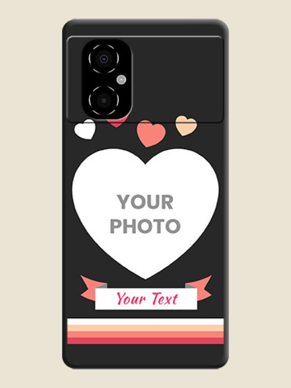 Custom Love Shaped Photo with Colorful Stripes on Personalised Space Black Soft Matte Cases - Poco M4 5G - alternate view