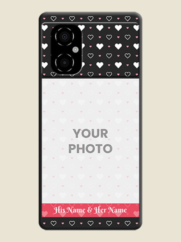 Custom White Color Love Symbols with Text Design on Photo on Space Black Soft Matte Phone Cover - Poco M4 5G - alternate view