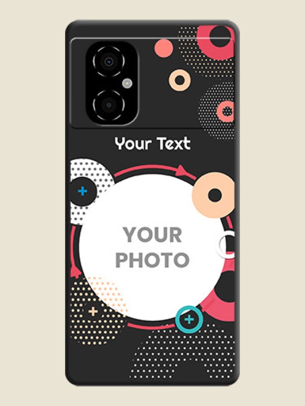 Custom Multicoloured Round Image on Personalised Space Black Soft Matte Cases - Poco M4 5G - alternate view