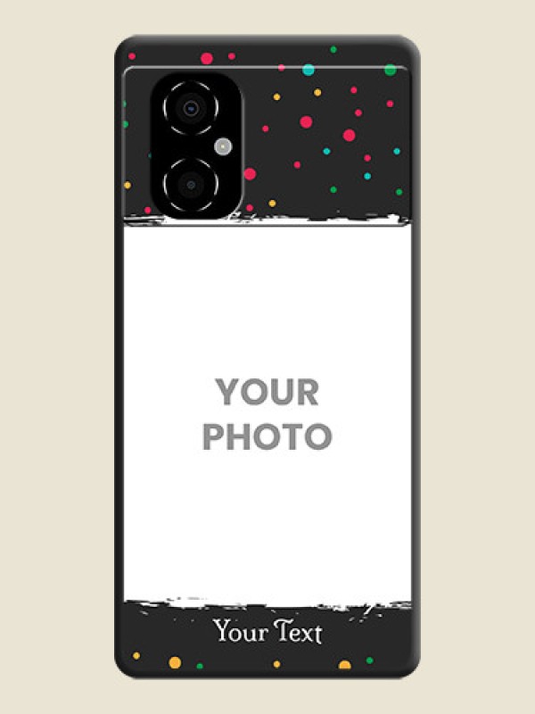 Custom Multicolor Dotted Pattern with Text on Space Black Custom Soft Matte Phone Back Cover - Poco M4 5G - alternate view