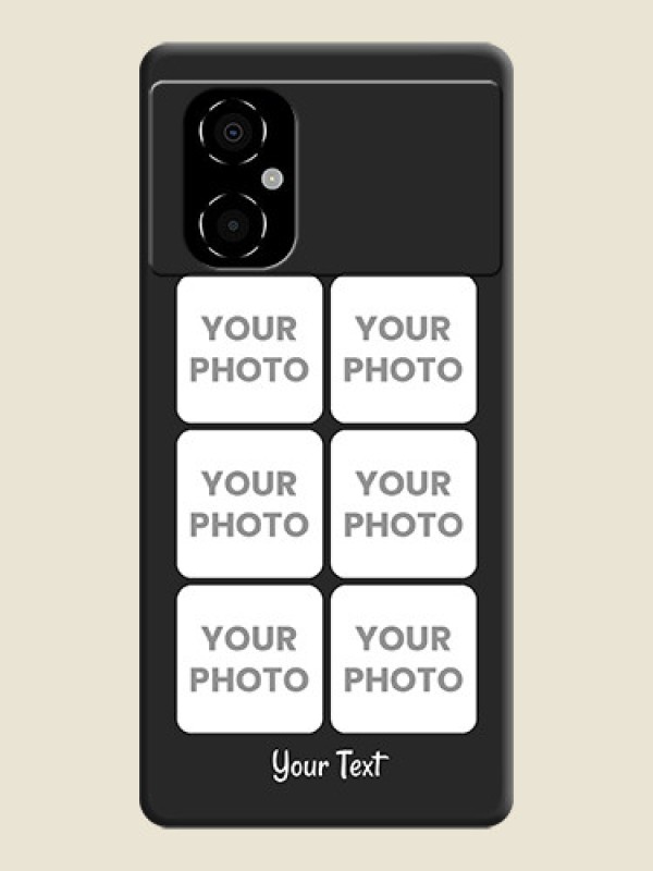 Custom Floral Art with 6 Image Holder on Photo on Space Black Soft Matte Mobile Case - Poco M4 5G - alternate view