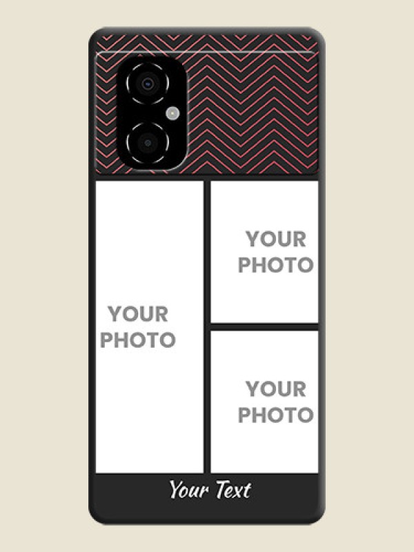 Custom Wave Pattern with 3 Image Holder on Space Black Custom Soft Matte Back Cover - Poco M4 5G - alternate view