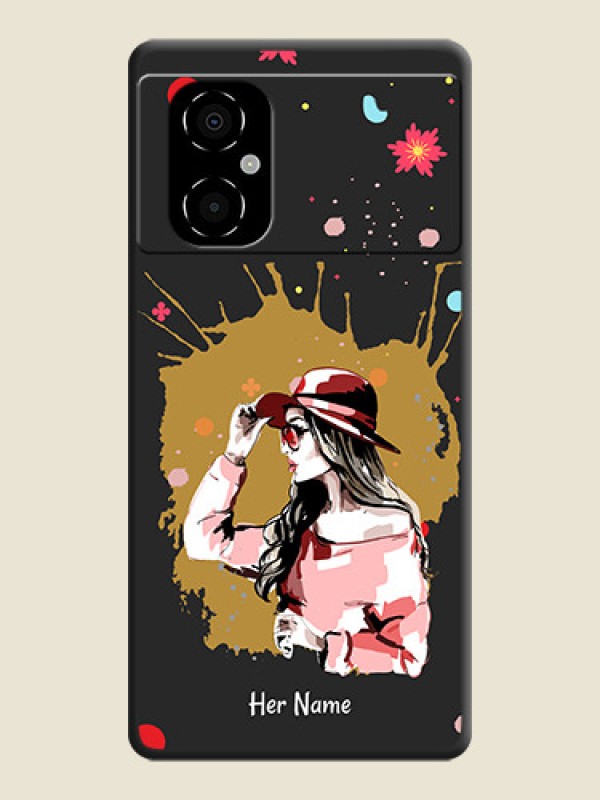 Custom Mordern Lady With Color Splash Background With Custom Text On Space Black Personalized Soft Matte Phone Covers -Poco M4 5G - alternate view