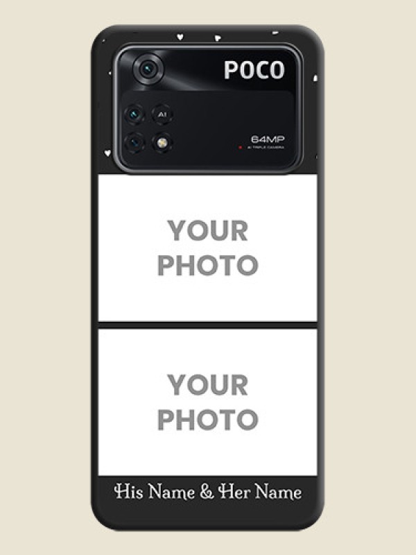 Custom Miniature Love Symbols with Name on Space Black Custom Soft Matte Back Cover - Poco M4 Pro 4G - alternate view