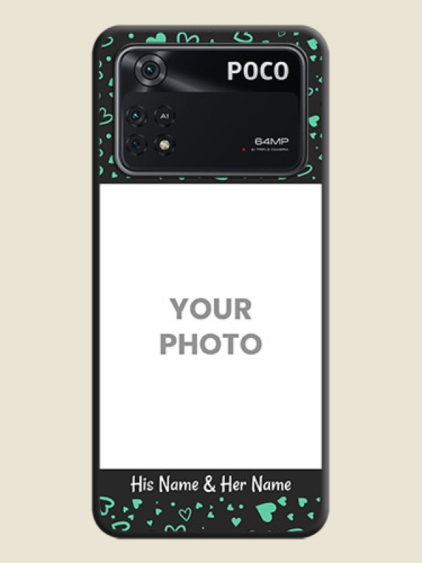 Custom Sea Green Indefinite Love Pattern on Photo on Space Black Soft Matte Mobile Cover - Poco M4 Pro 4G - alternate view