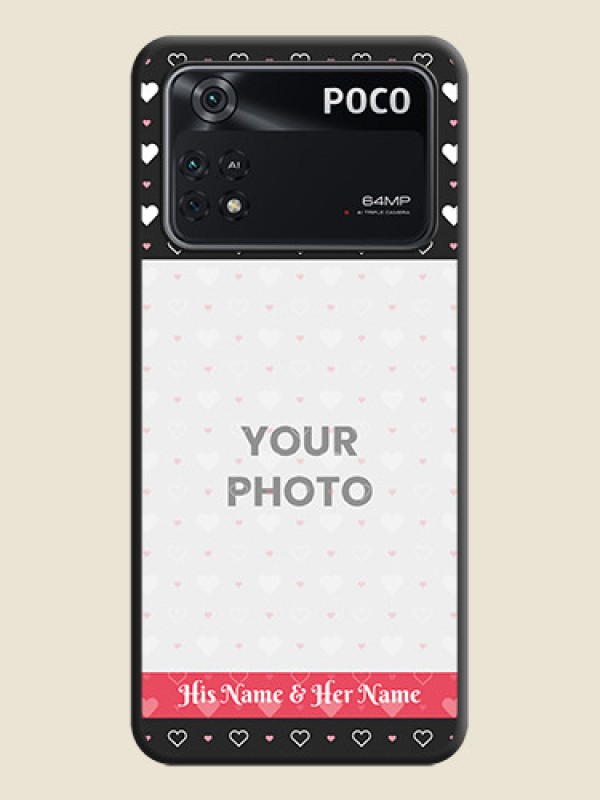 Custom White Color Love Symbols with Text Design on Photo on Space Black Soft Matte Phone Cover - Poco M4 Pro 4G - alternate view