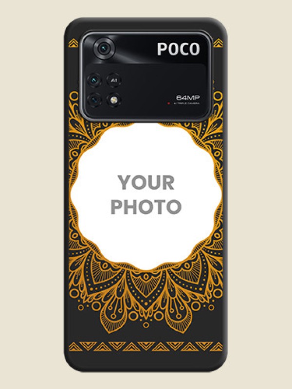 Custom Round Image with Floral Design on Photo on Space Black Soft Matte Mobile Cover - Poco M4 Pro 4G - alternate view