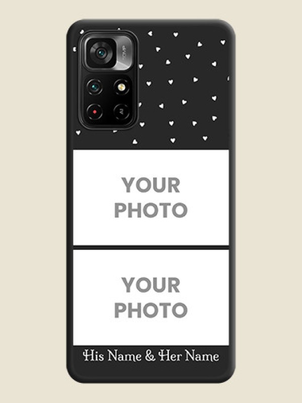 Custom Miniature Love Symbols with Name on Space Black Custom Soft Matte Back Cover - Poco M4 Pro 5G - alternate view