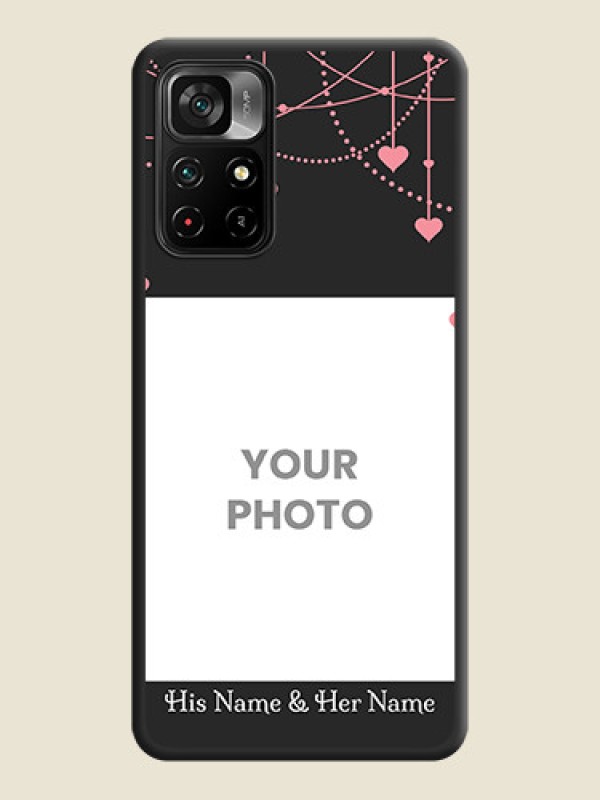 Custom Pink Love Hangings with Text on Space Black Custom Soft Matte Back Cover - Poco M4 Pro 5G - alternate view
