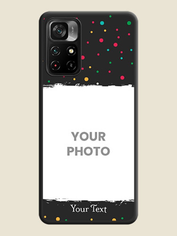 Custom Multicolor Dotted Pattern with Text on Space Black Custom Soft Matte Phone Back Cover - Poco M4 Pro 5G - alternate view