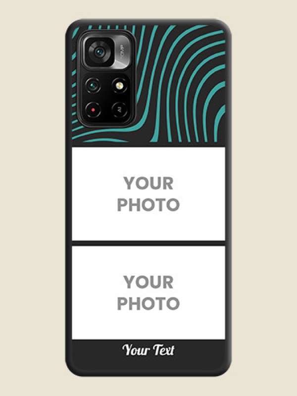 Custom Wave Pattern with 2 Image Holder on Space Black Personalized Soft Matte Phone Covers - Poco M4 Pro 5G - alternate view