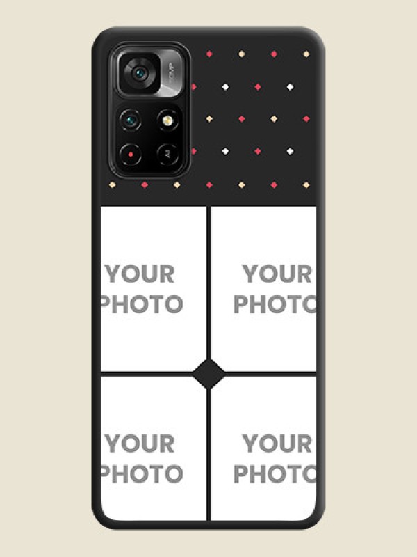 Custom Multicolor Dotted Pattern with 4 Image Holder on Space Black Custom Soft Matte Phone Cases - Poco M4 Pro 5G - alternate view