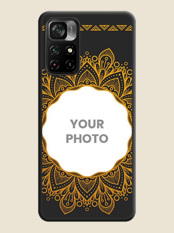 Custom Round Image with Floral Design on Photo on Space Black Soft Matte Mobile Cover - Poco M4 Pro 5G - alternate view