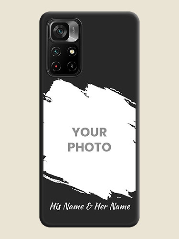 Custom Grunge Brush Strokes on Photo on Space Black Soft Matte Back Cover - Poco M4 Pro 5G - alternate view