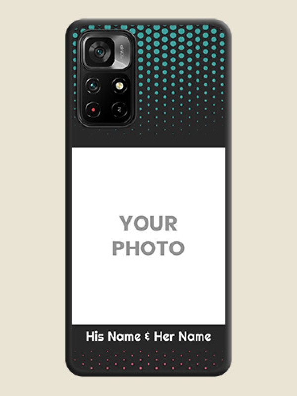 Custom Faded Dots with Grunge Photo Frame and Text on Space Black Custom Soft Matte Phone Cases - Poco M4 Pro 5G - alternate view