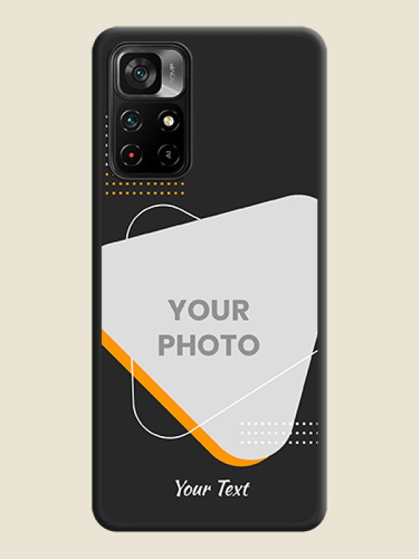 Custom Yellow Triangle on Photo on Space Black Soft Matte Phone Cover - Poco M4 Pro 5G - alternate view