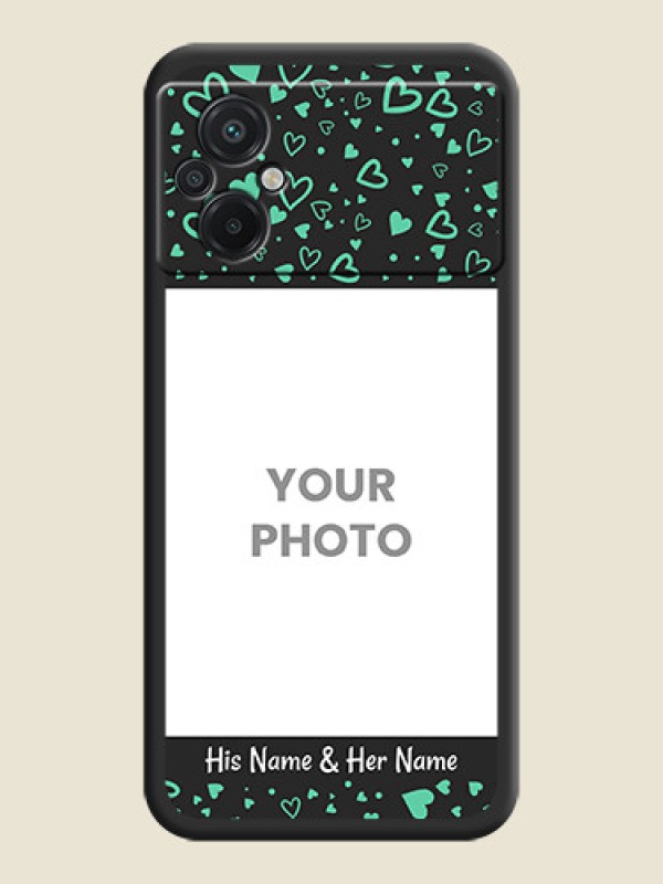 Custom Sea Green Indefinite Love Pattern on Photo on Space Black Soft Matte Mobile Cover - Poco M5 - alternate view