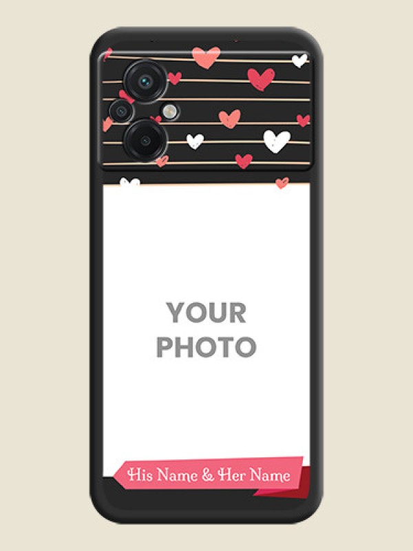 Custom Love Pattern with Name on Pink Ribbon  on Photo on Space Black Soft Matte Back Cover - Poco M5 - alternate view