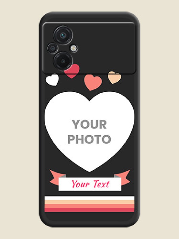 Custom Love Shaped Photo with Colorful Stripes on Personalised Space Black Soft Matte Cases - Poco M5 - alternate view