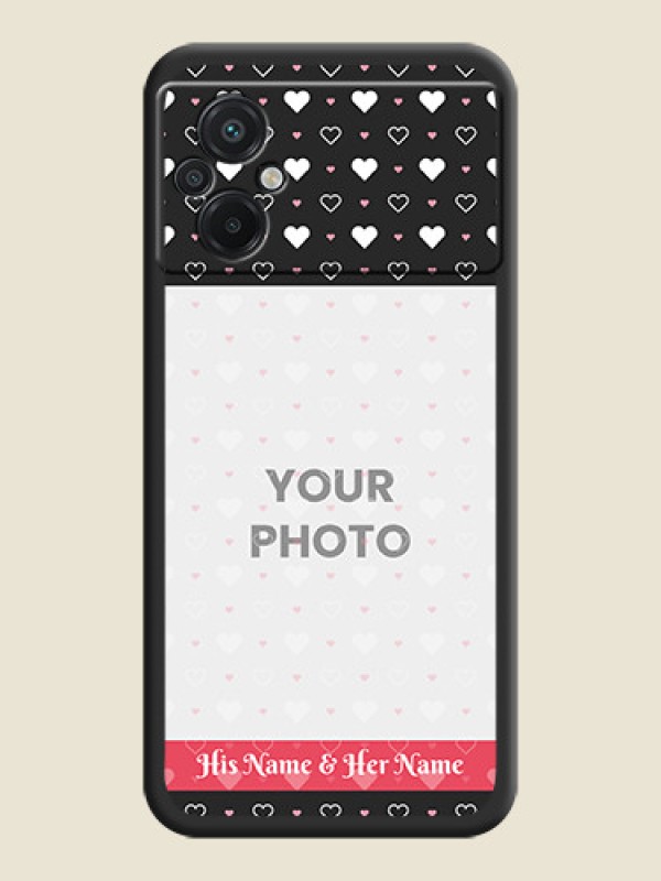 Custom White Color Love Symbols with Text Design on Photo on Space Black Soft Matte Phone Cover - Poco M5 - alternate view