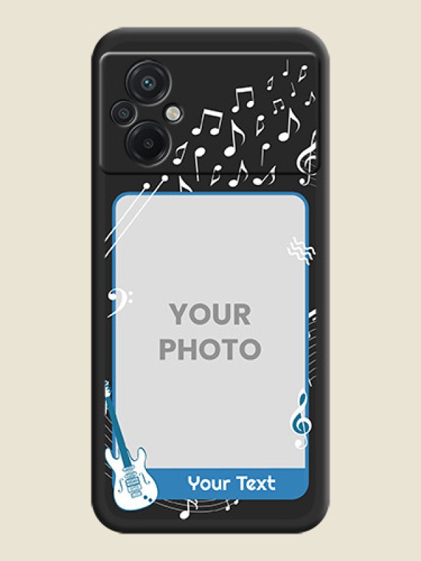 Custom Musical Theme Design with Text on Photo on Space Black Soft Matte Mobile Case - Poco M5 - alternate view