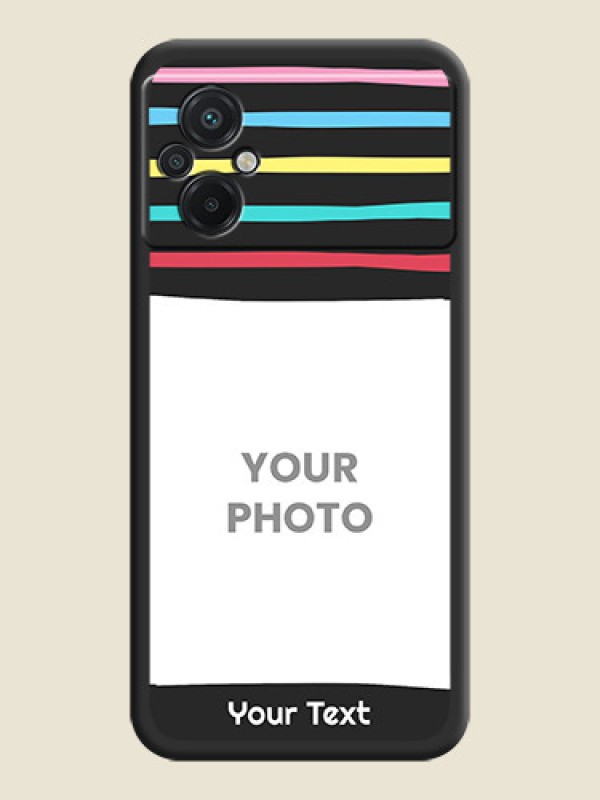 Custom Multicolor Lines with Image on Space Black Personalized Soft Matte Phone Covers - Poco M5 - alternate view