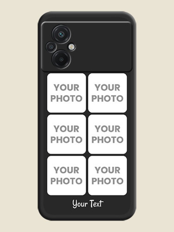 Custom Floral Art with 6 Image Holder on Photo on Space Black Soft Matte Mobile Case - Poco M5 - alternate view