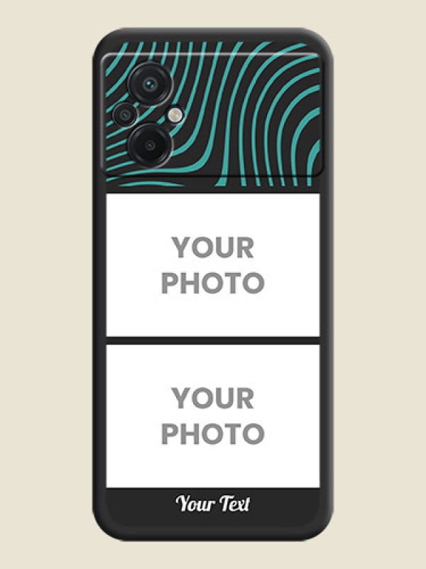 Custom Wave Pattern with 2 Image Holder on Space Black Personalized Soft Matte Phone Covers - Poco M5 - alternate view