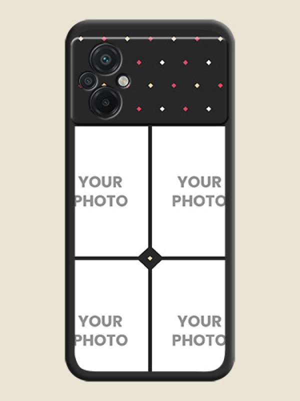 Custom Multicolor Dotted Pattern with 4 Image Holder on Space Black Custom Soft Matte Phone Cases - Poco M5 - alternate view