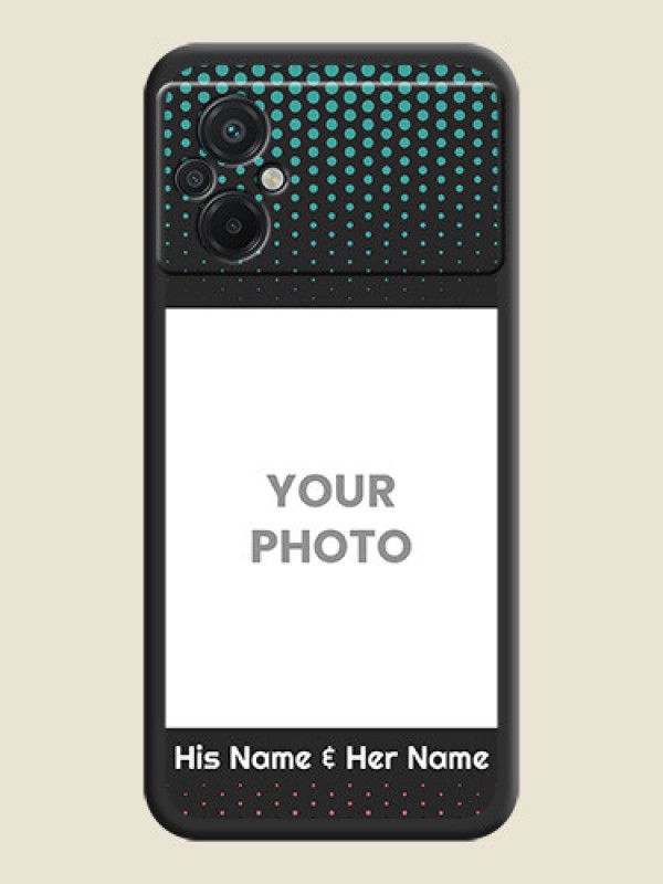 Custom Faded Dots with Grunge Photo Frame and Text on Space Black Custom Soft Matte Phone Cases - Poco M5 - alternate view