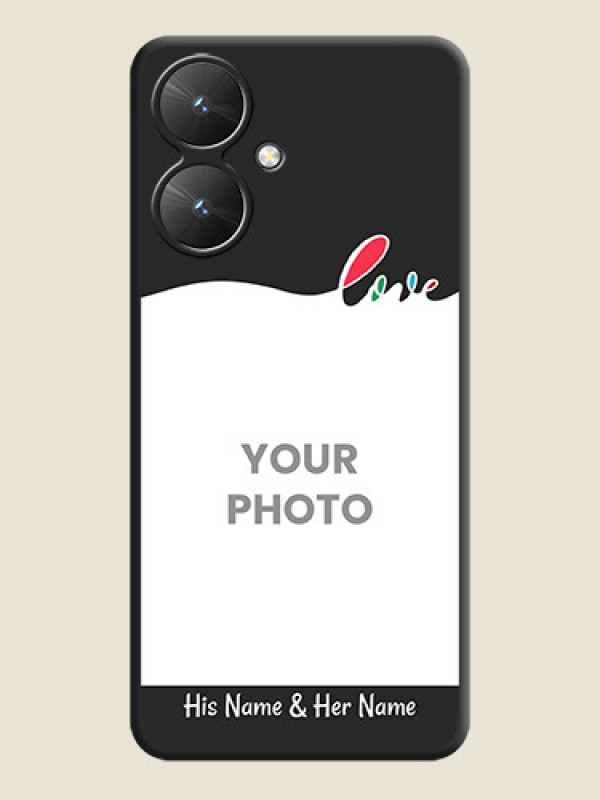 Custom Fall in Love Pattern with Picture on Photo On Space Black Custom Soft Matte Mobile Back Cover - Poco M6 5G - alternate view