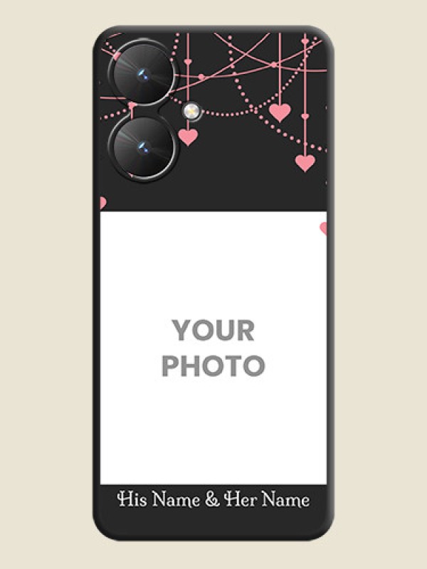 Custom Pink Love Hangings with Text On Space Black Custom Soft Matte Mobile Back Cover - Poco M6 5G - alternate view