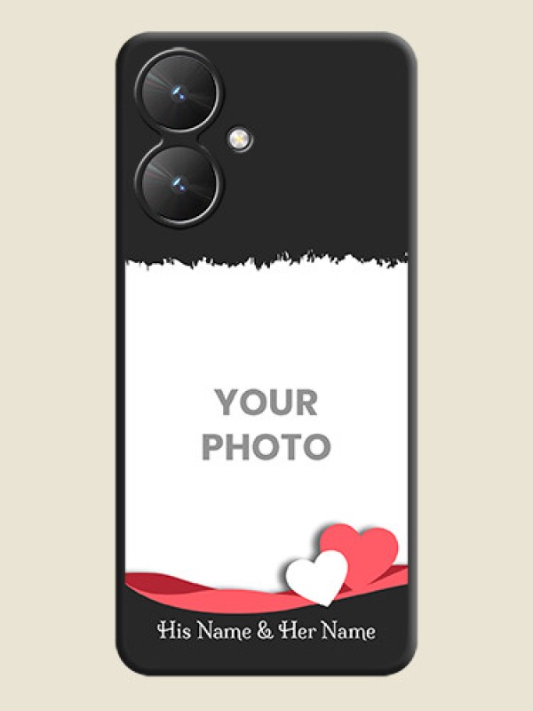 Custom Pin Color Love Shaped Ribbon Design with Text On Space Black Custom Soft Matte Mobile Back Cover - Poco M6 5G - alternate view