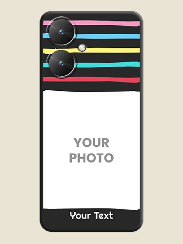 Custom Multicolor Lines with Image On Space Black Custom Soft Matte Mobile Back Cover - Poco M6 5G - alternate view