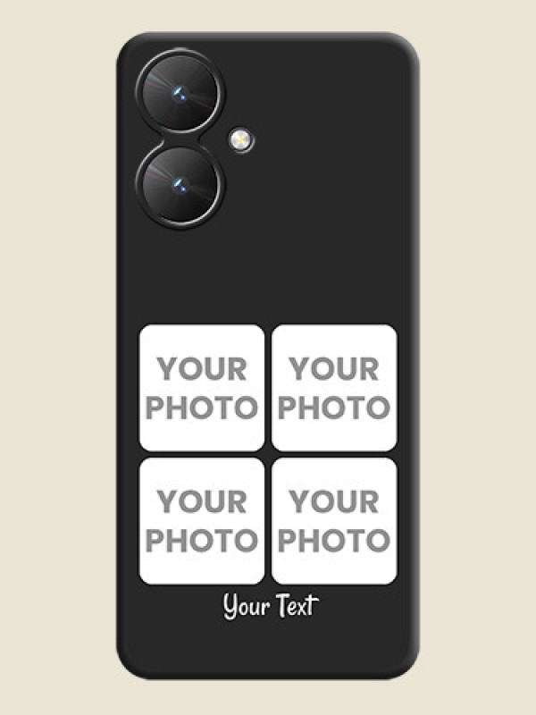 Custom Floral Art with 6 Image Holder on Photo On Space Black Custom Soft Matte Mobile Back Cover - Poco M6 5G - alternate view