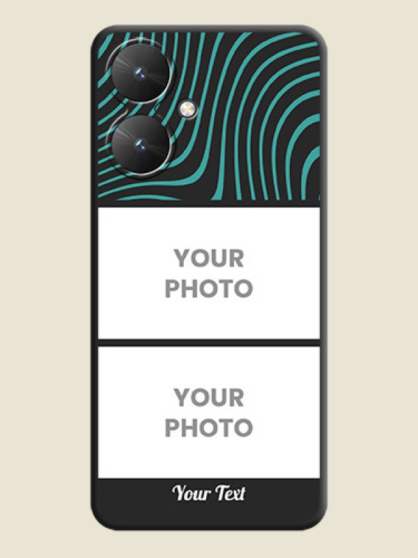 Custom Wave Pattern with 2 Image Holder On Space Black Custom Soft Matte Mobile Back Cover - Poco M6 5G - alternate view