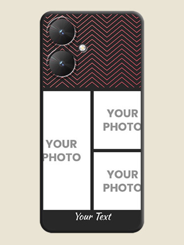 Custom Wave Pattern with 3 Image Holder On Space Black Custom Soft Matte Mobile Back Cover - Poco M6 5G - alternate view