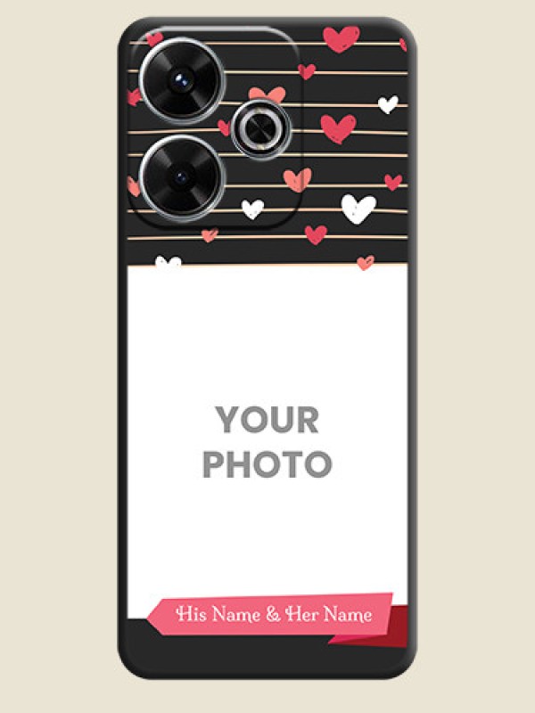 Custom Love Pattern with Name on Pink Ribbon on Photo On Space Black Custom Soft Matte Mobile Back Cover - Poco M6 Plus 5G - alternate view
