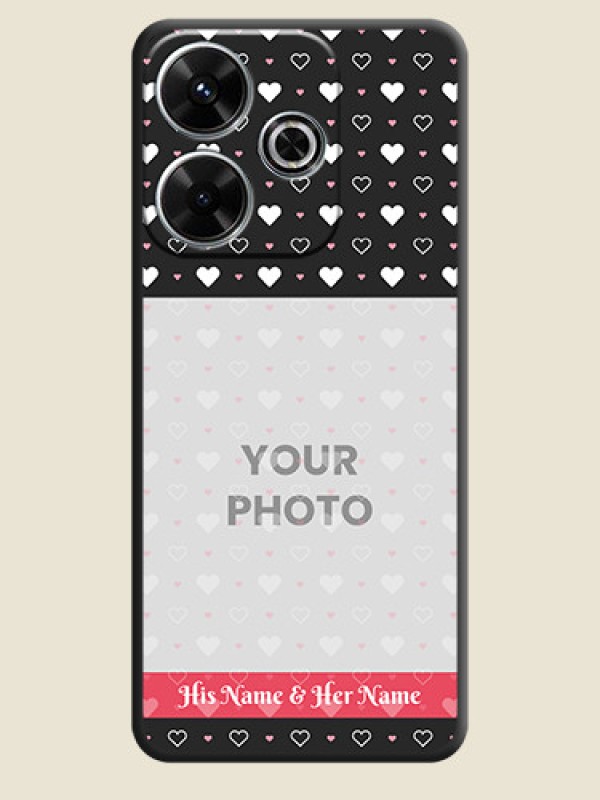 Custom White Color Love Symbols with Text Design on Photo On Space Black Custom Soft Matte Mobile Back Cover - Poco M6 Plus 5G - alternate view