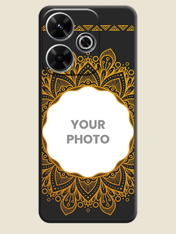 Custom Round Image with Floral Design On Space Black Custom Soft Matte Mobile Back Cover - Poco M6 Plus 5G - alternate view