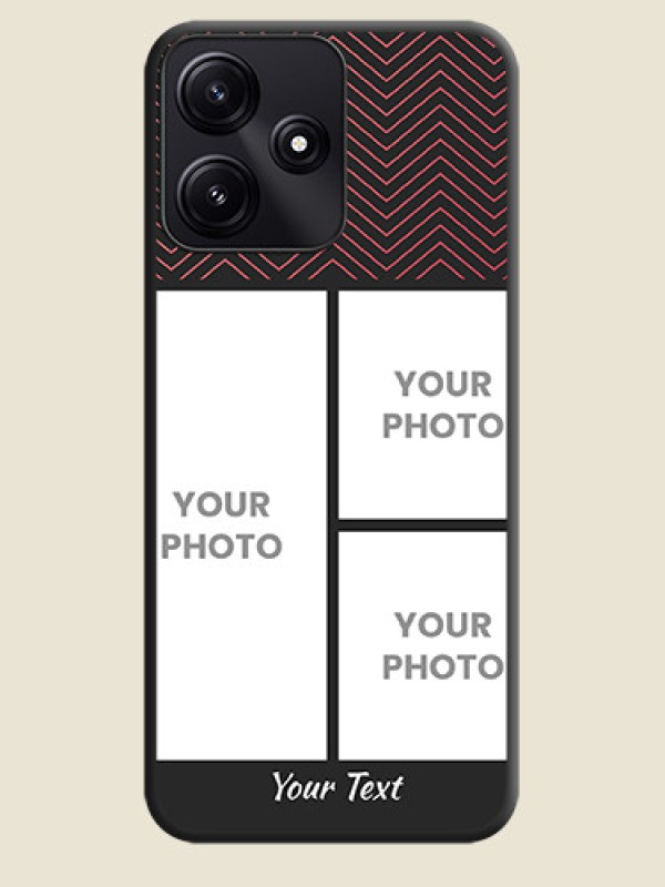 Custom Wave Pattern with 3 Image Holder on Space Black Custom Soft Matte Back Cover - Poco M6 Pro 5G - alternate view