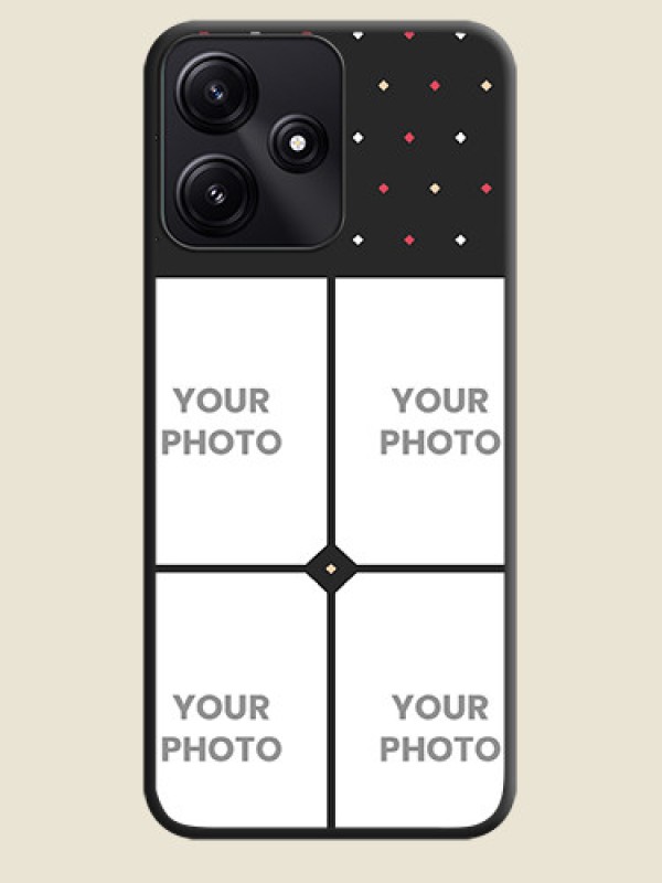 Custom Multicolor Dotted Pattern with 4 Image Holder on Space Black Custom Soft Matte Phone Cases - Poco M6 Pro 5G - alternate view