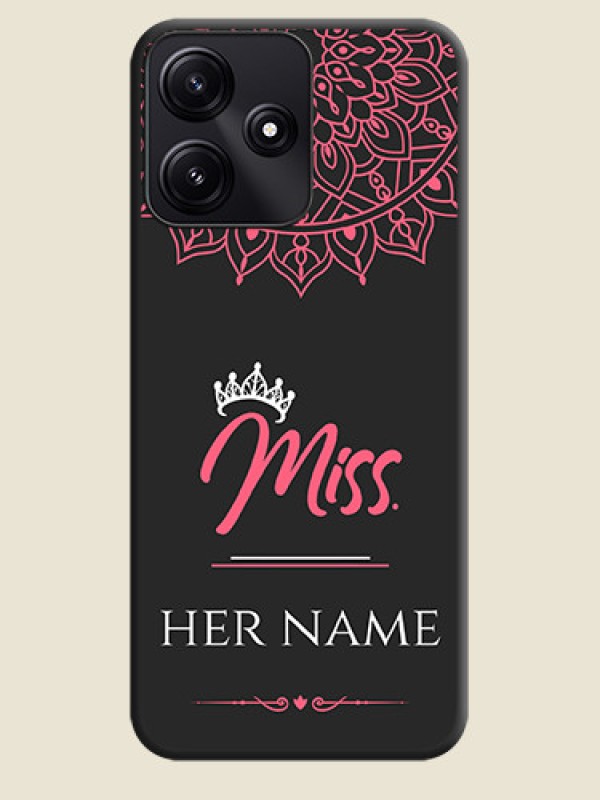 Custom Mrs Name with Floral Design on Space Black Personalized Soft Matte Phone Covers - Poco M6 Pro 5G - alternate view