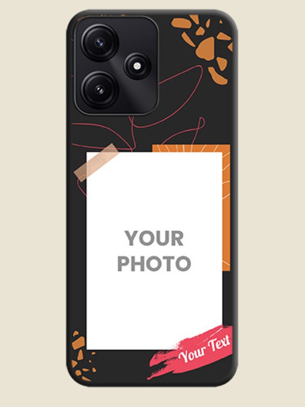 Custom Orange Photo Frame on Space Black Custom Soft Matte Phone Back Cover - Poco M6 Pro 5G - alternate view