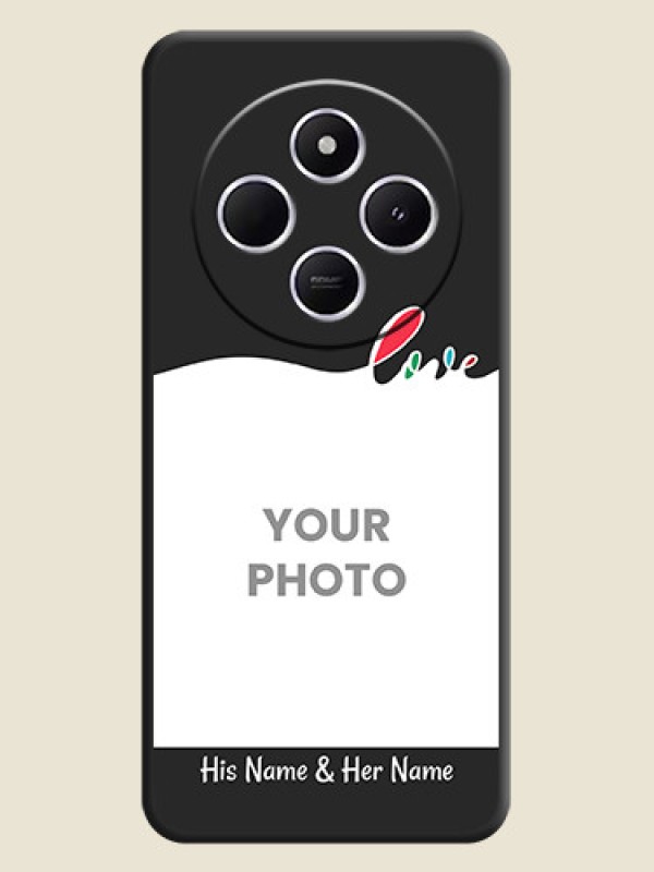 Custom Fall in Love Pattern with Picture on Photo On Space Black Custom Soft Matte Mobile Back Cover - Poco M7 5G - alternate view