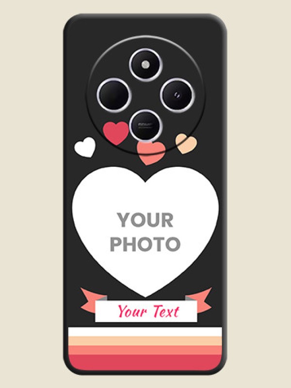 Custom Love Shaped Photo with Colorful Stripes On Space Black Custom Soft Matte Mobile Back Cover - Poco M7 5G - alternate view