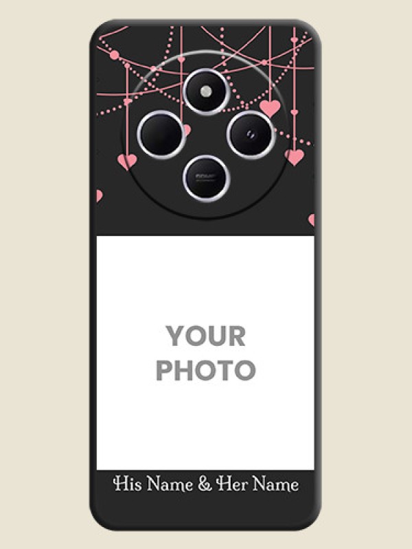 Custom Pink Love Hangings with Text On Space Black Custom Soft Matte Mobile Back Cover - Poco M7 5G - alternate view