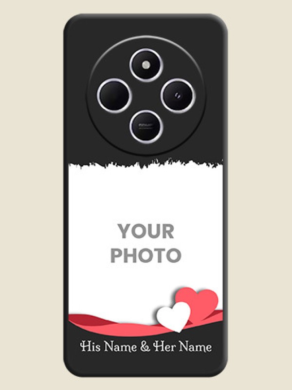 Custom Pin Color Love Shaped Ribbon Design with Text On Space Black Custom Soft Matte Mobile Back Cover - Poco M7 5G - alternate view