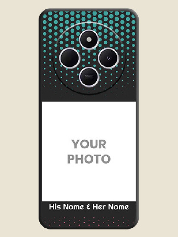 Custom Faded Dots with Grunge Photo Frame and Text On Space Black Custom Soft Matte Mobile Back Cover - Poco M7 5G - alternate view